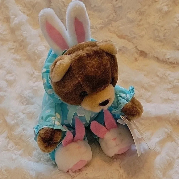 🌴3/$15🌴  Vintage blue polka dot Papel Bearly Bunny Jr in costume kids - Picture 13 of 15